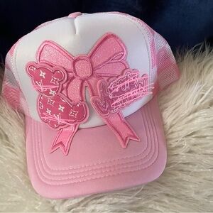 Women’s Custom Made Pink Bow & Teddy Trucker Hat
